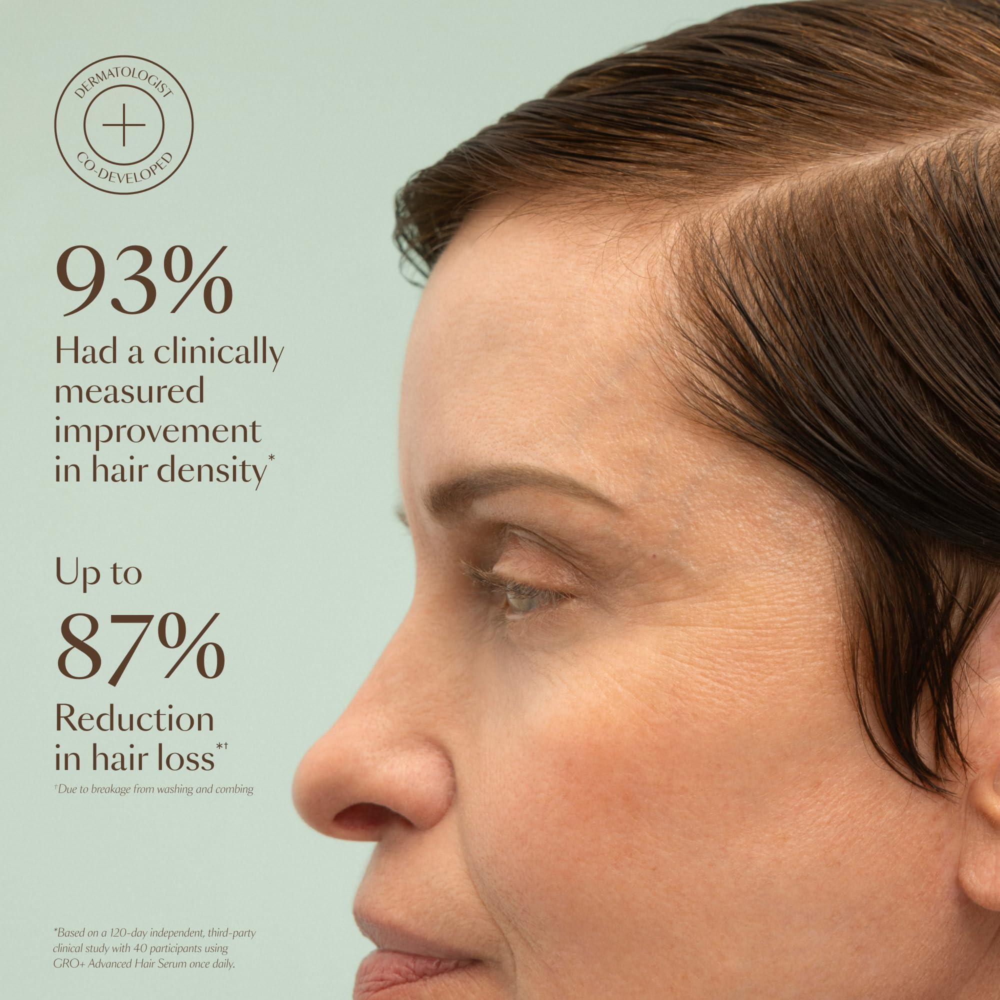 VEGAMOUR GRO+ application scene demonstrates quick-absorb routine for dry-to-normal hair.
