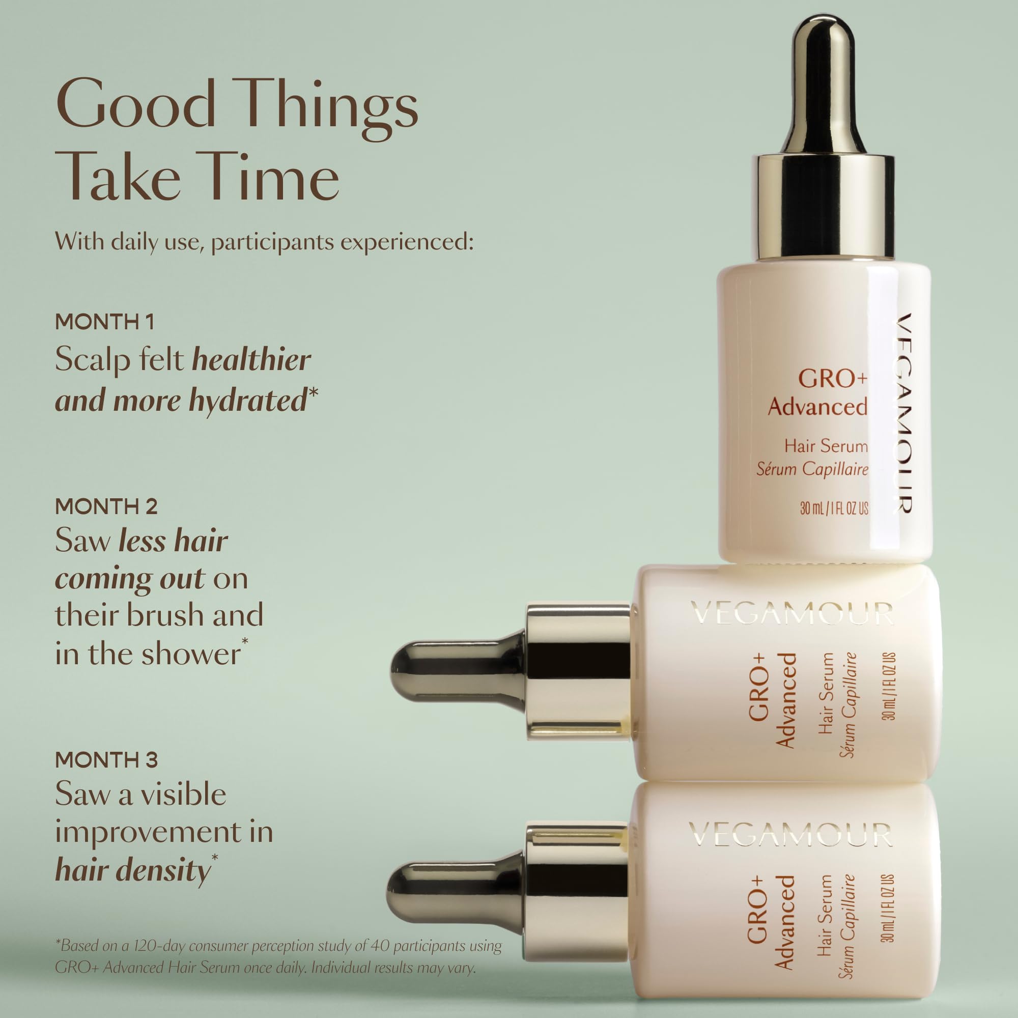 VEGAMOUR GRO+ silicone-free formula emphasizes clean, fragrance-free care.