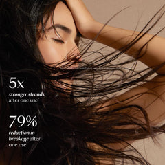 VEGAMOUR GRO Revitalizing Conditioner bottle close-up highlights smooth, shiny hair