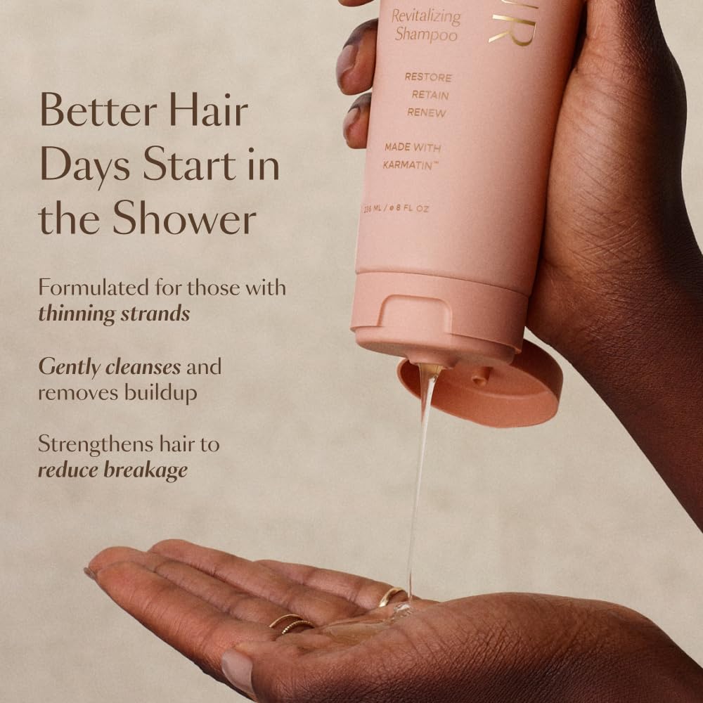 Mung bean and red clover actives in GRO shampoo for resilient strands.