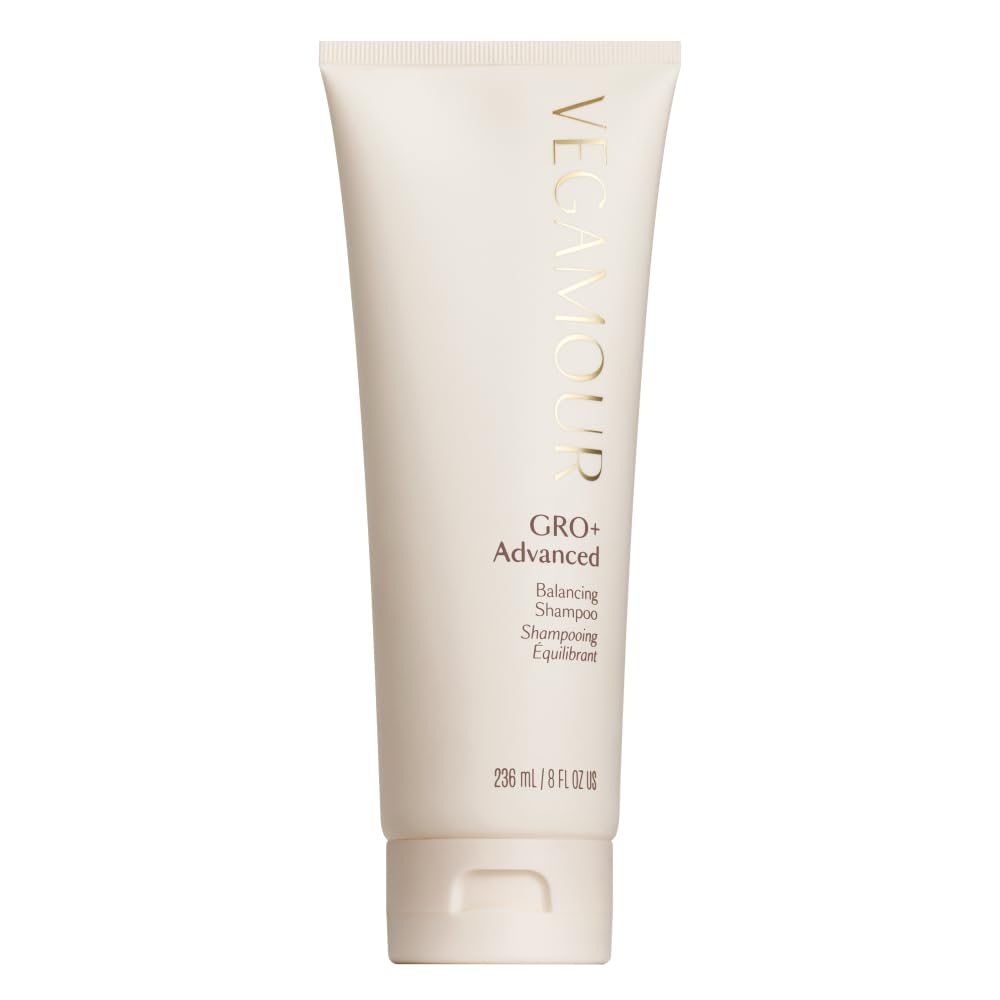 VEGAMOUR GRO+ Balance shampoo bottle highlights color-safe cleansing and buildup removal.