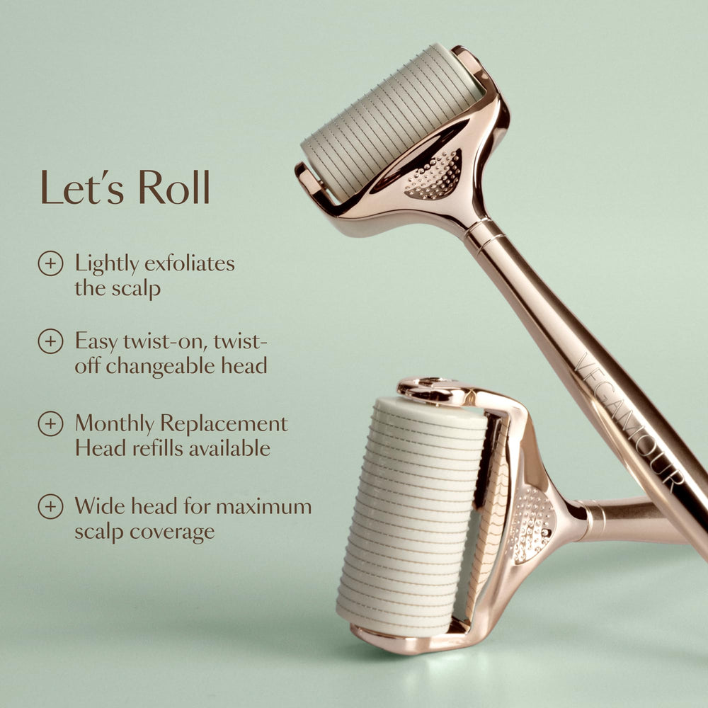 VEGAMOUR GRO+ replacement head 1,200 needles detail for precise exfoliation.