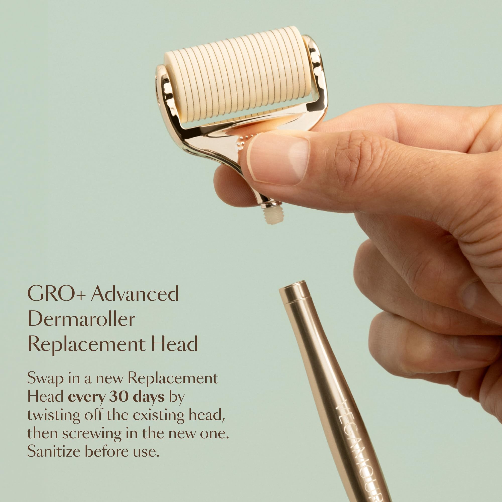 VEGAMOUR GRO+ replacement head wide coverage for thorough scalp stimulation.