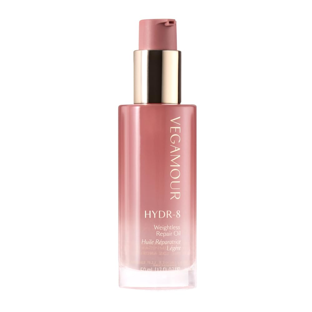VEGAMOUR HYDR-8 bottle shows weightless repair for all hair types.