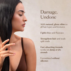 A few drops on dry hair for a sleek finish.