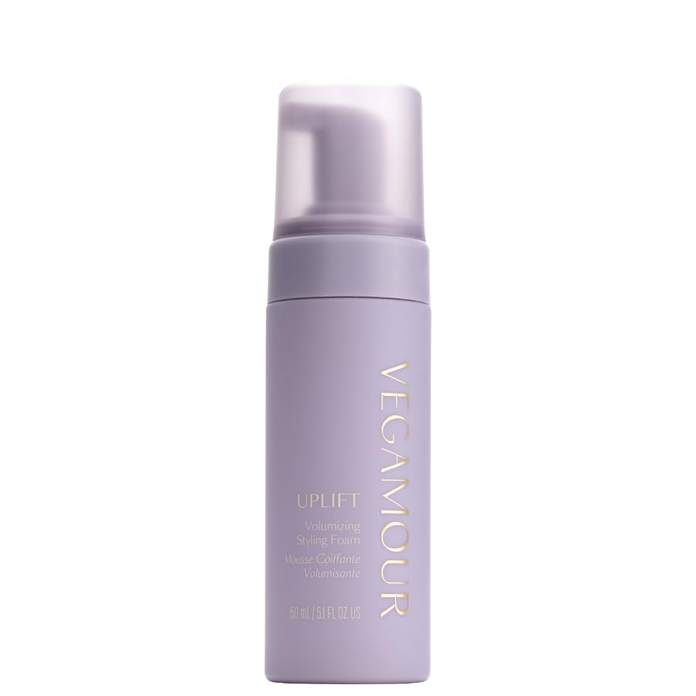 VEGAMOUR UPLIFT bottle close-up showing cloud-like lift for fine hair.