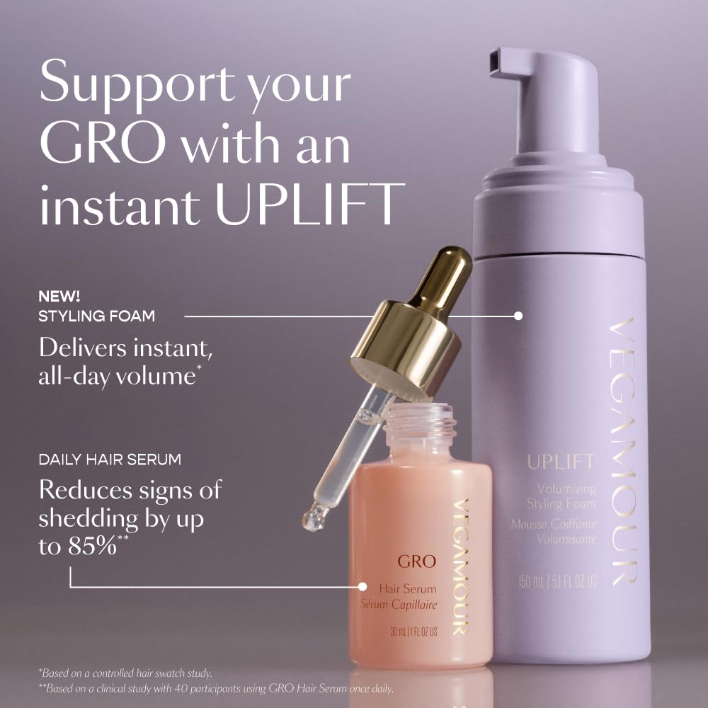 VEGAMOUR UPLIFT humidity resistance scenario highlights frizz control despite moisture.