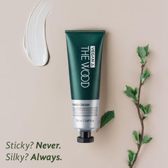 Vegan J Wood Hand Cream texture close-up, fast-absorbing hydration