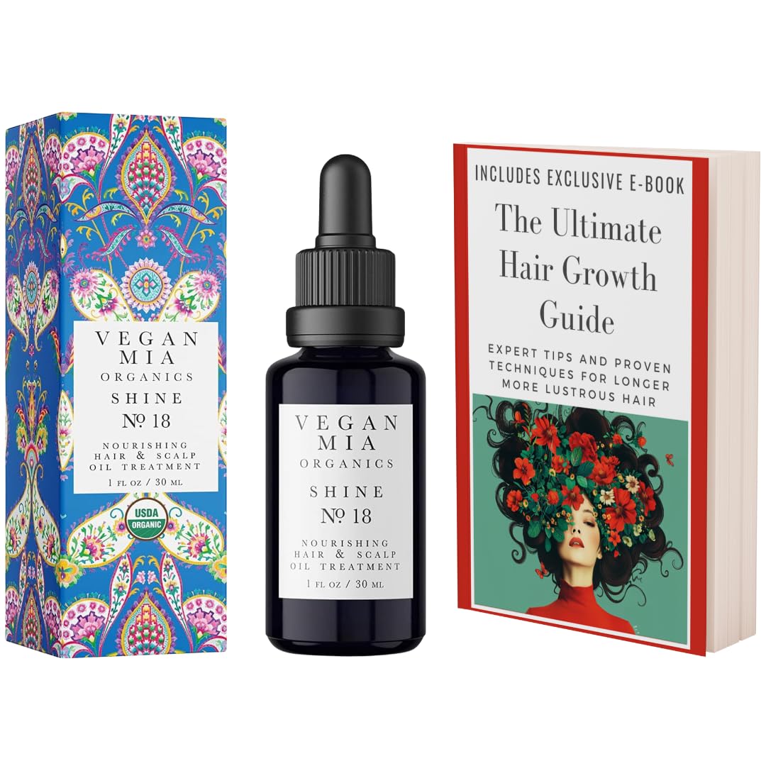 Vegan Mia rosemary oil bottle highlighting deep nourishment for hair and shine