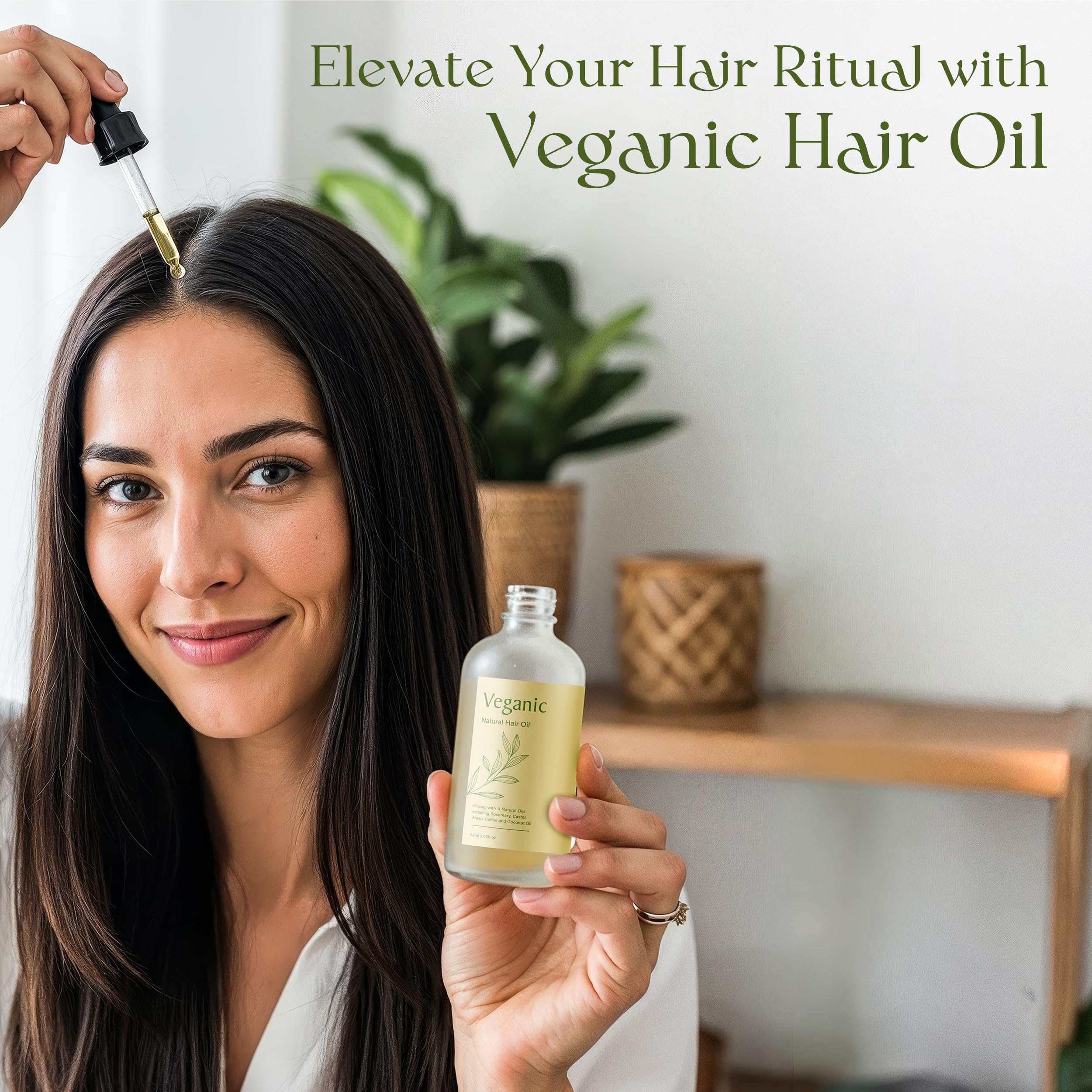 Veganic hair glow image showing healthy-looking roots and ends.