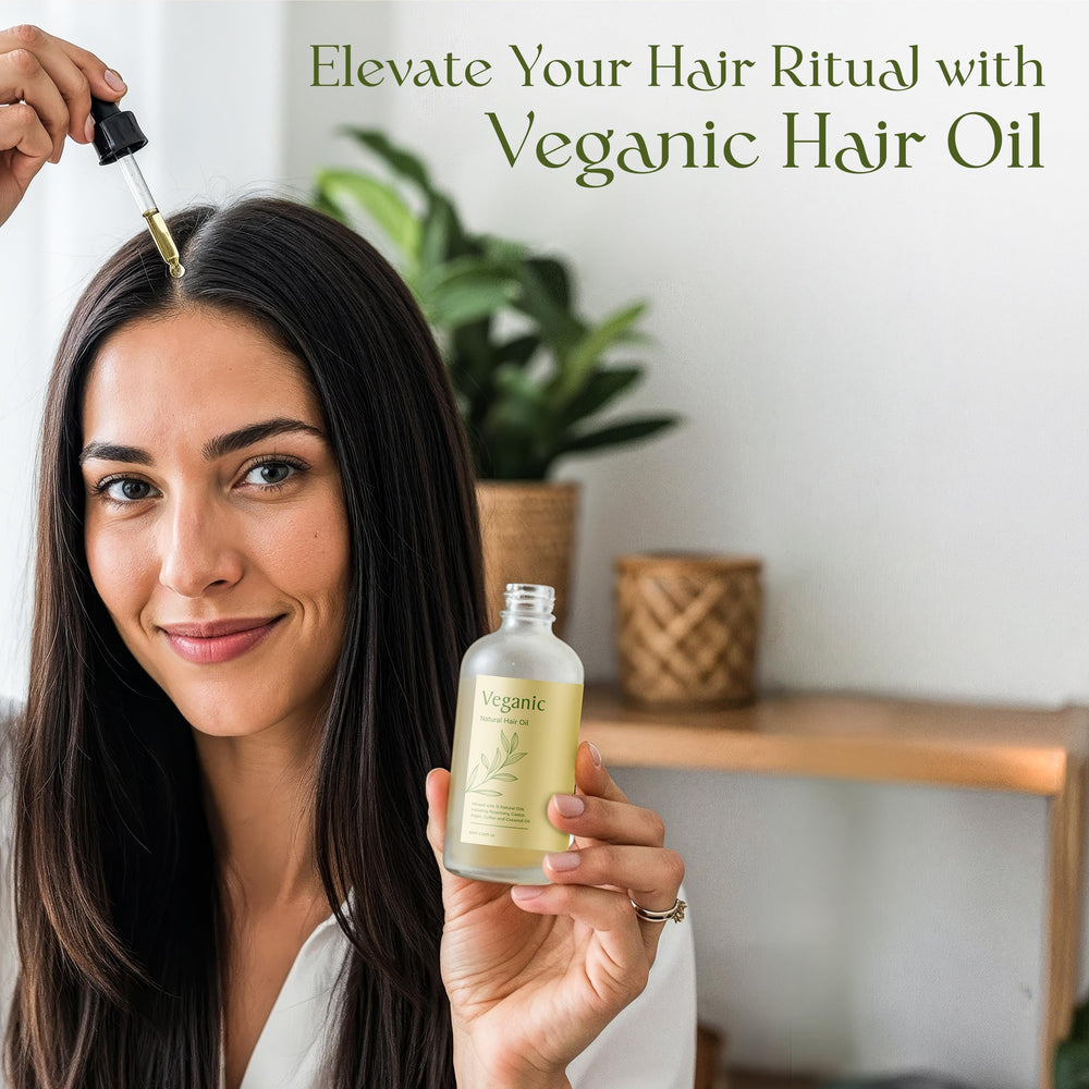 Veganic hair glow image showing healthy-looking roots and ends.