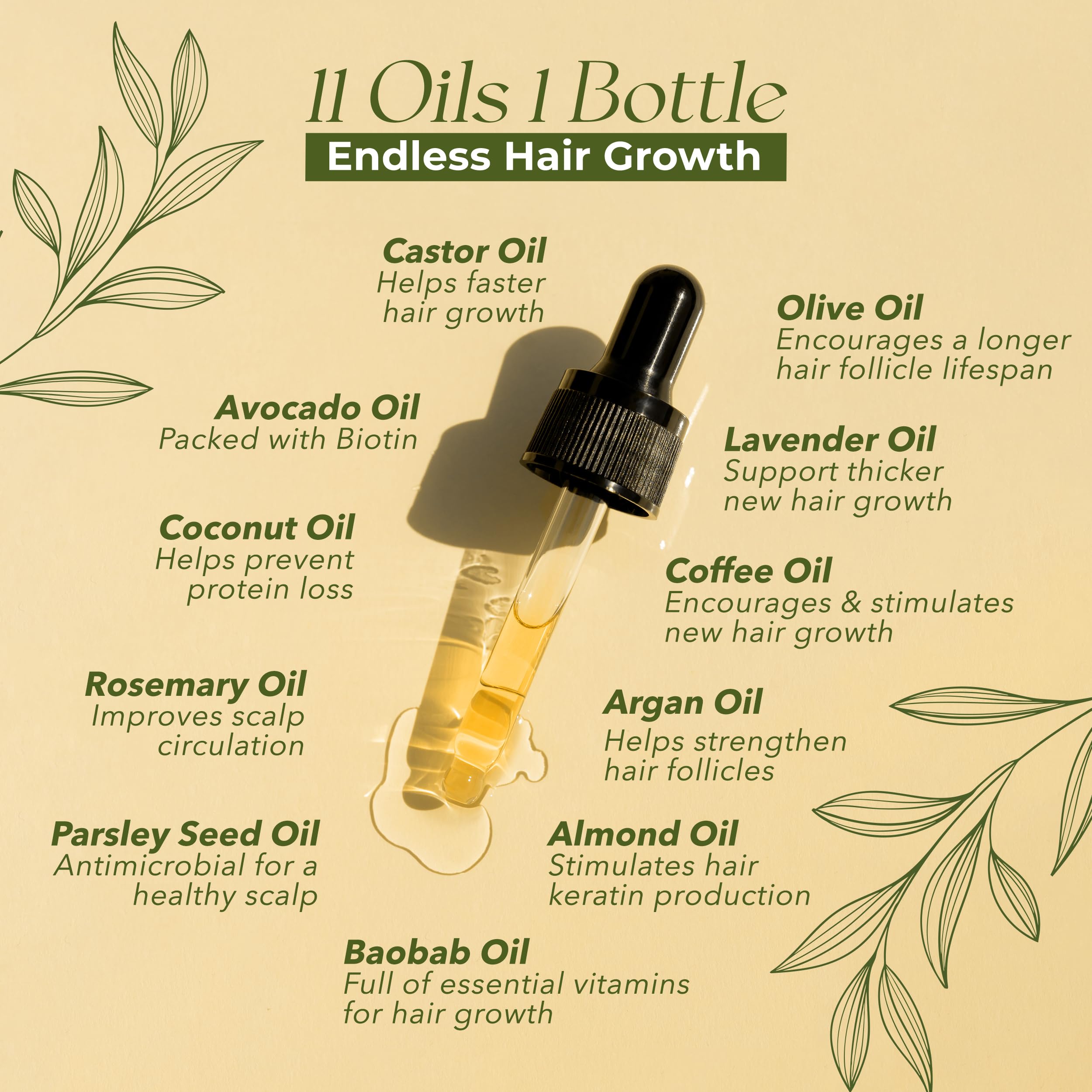 Veganic ingredients label showing 11 botanicals for hair nourishment.