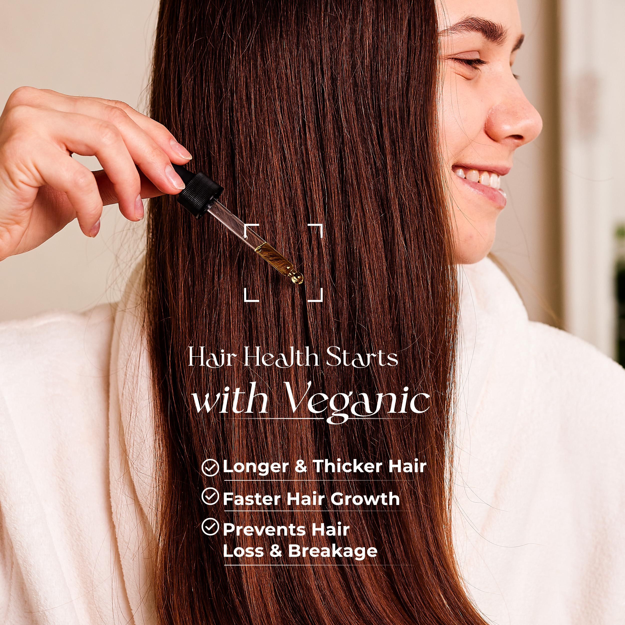 Veganic oil packaging label highlighting premium botanicals.