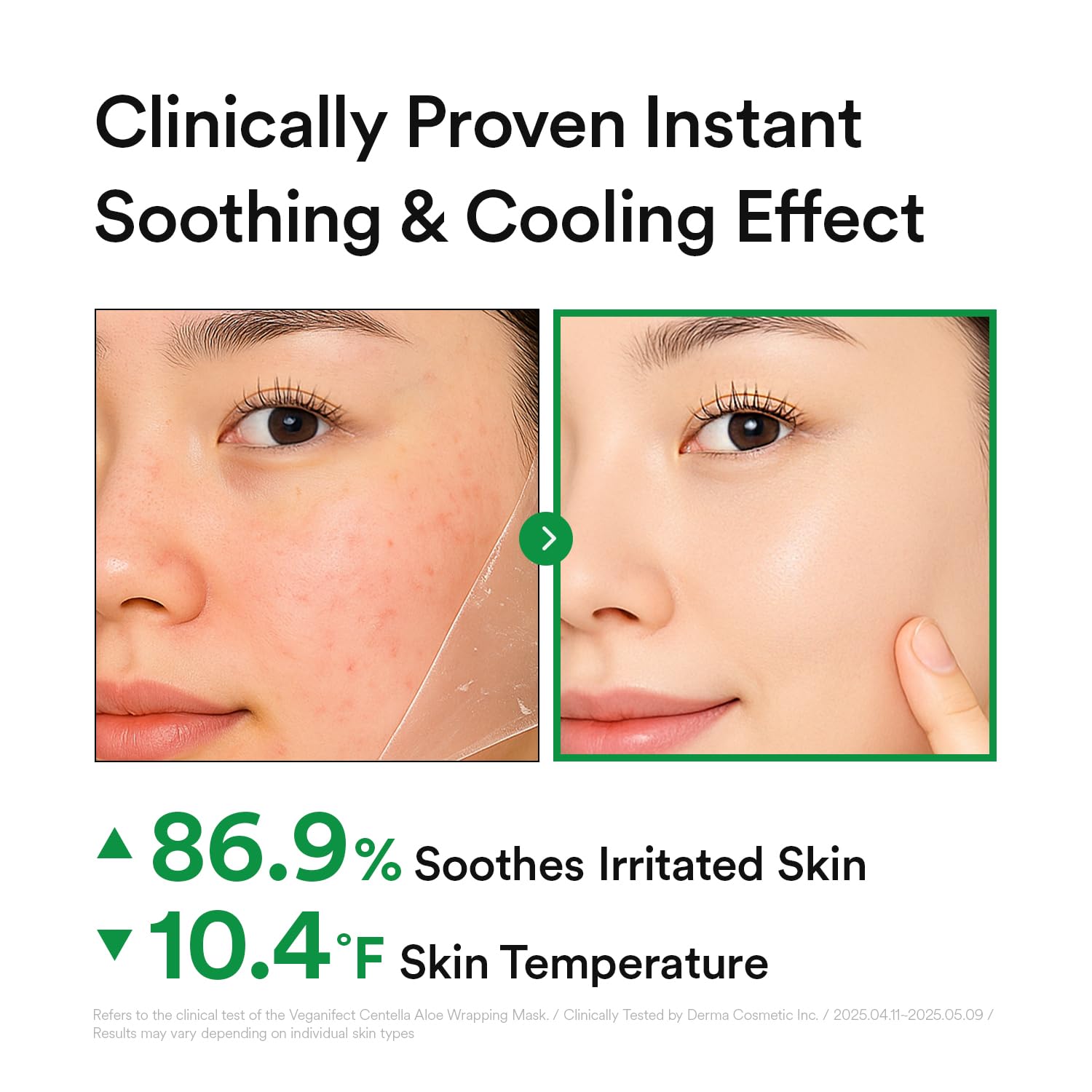 VEGANIFECT mask cooling relief sensation on overheated skin