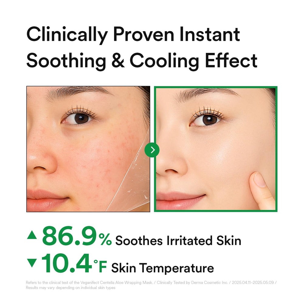 VEGANIFECT mask cooling relief sensation on overheated skin