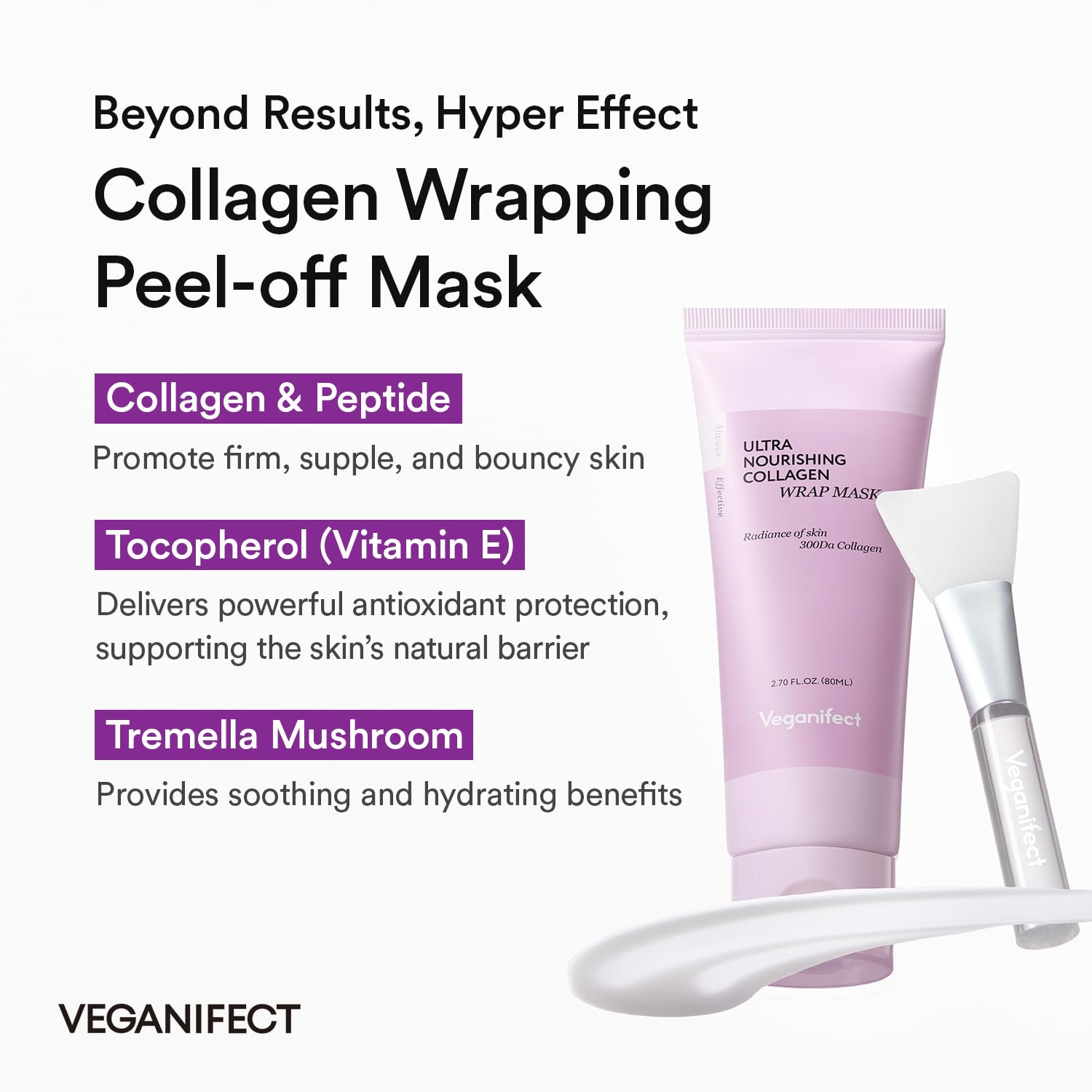 VEGANIFECT hydrolyzed collagen peptides support skin firmness and resilience.