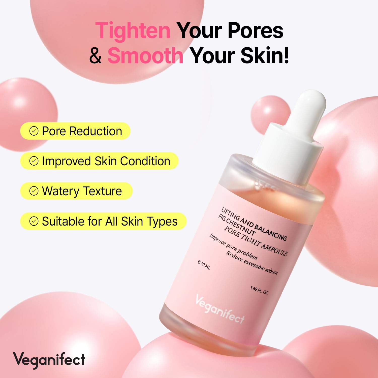 VEGANIFECT Pore Refining Ampoule with chestnut extract for sebum control