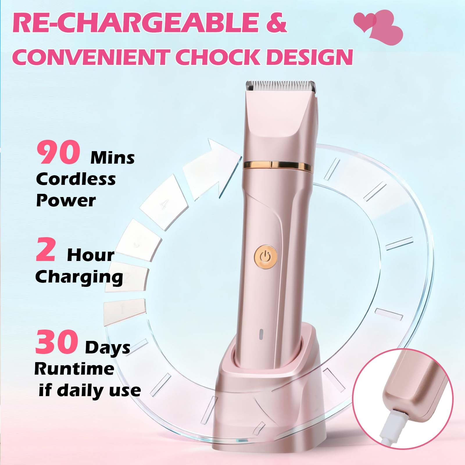 IPX7 waterproof VEGITERIA trimmer for wet or dry use