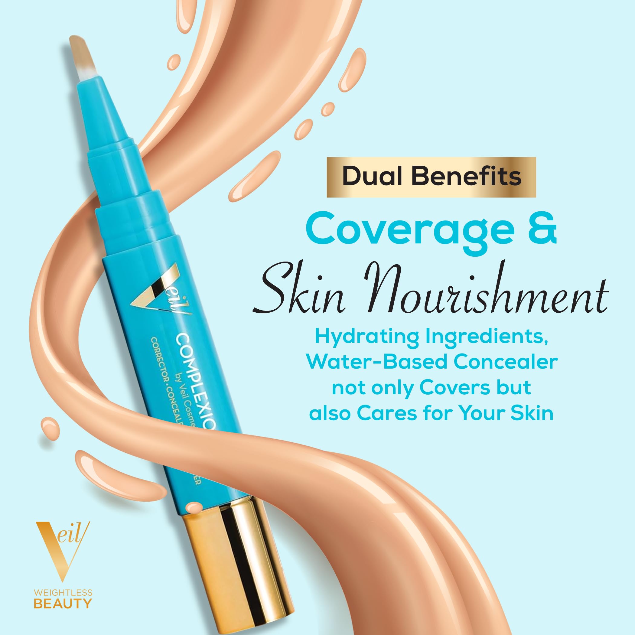 Veil Cosmetics Complexion Fix Concealer shows hydrating breathable finish on skin.