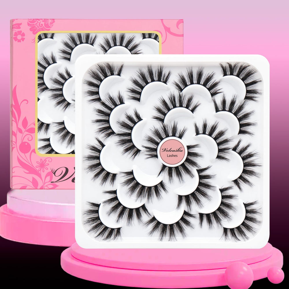 Veleasha Lashes ten-pair pack supports budget-friendly beauty routines.