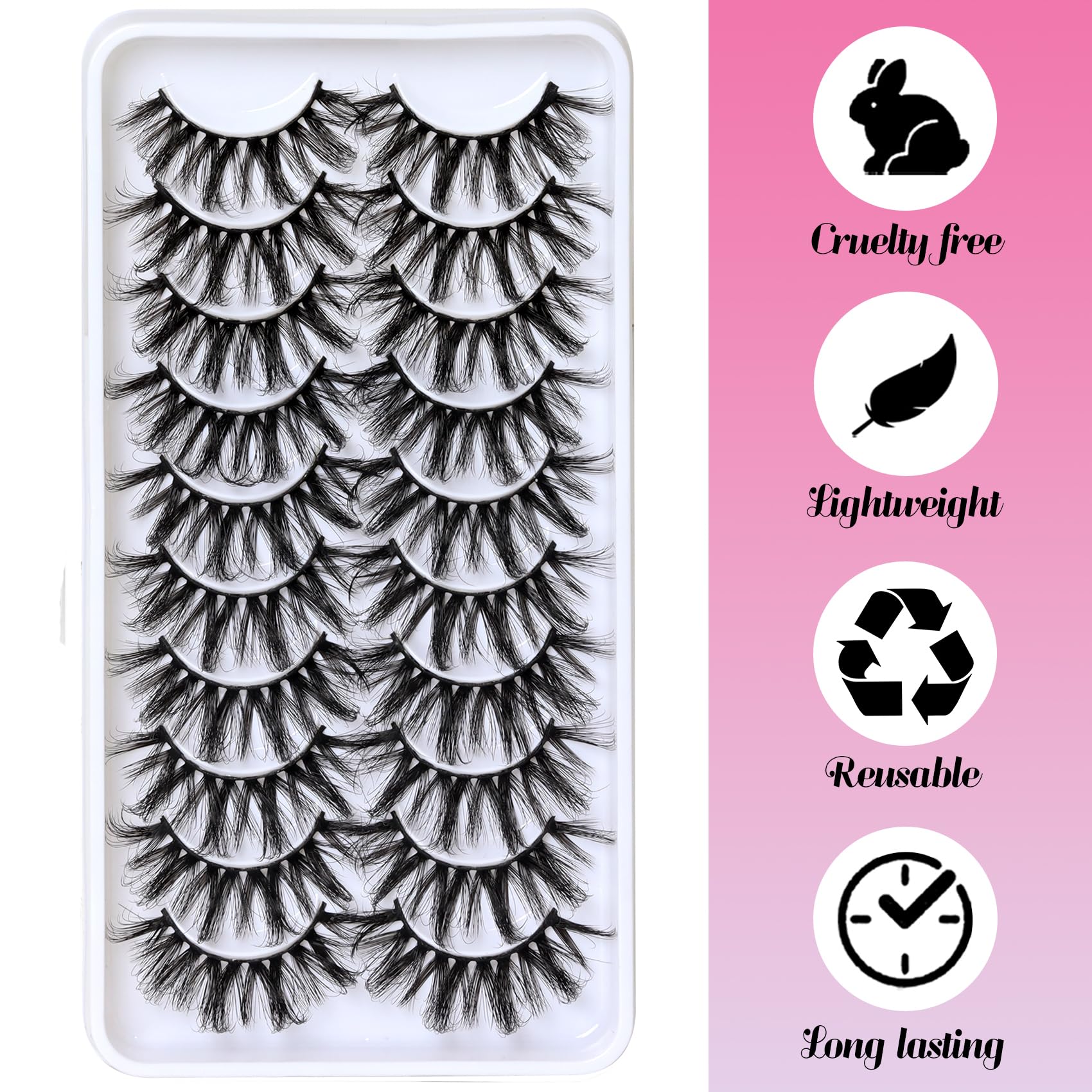 Veleasha Lashes pack back view highlighting 10-pair value and reuse potential