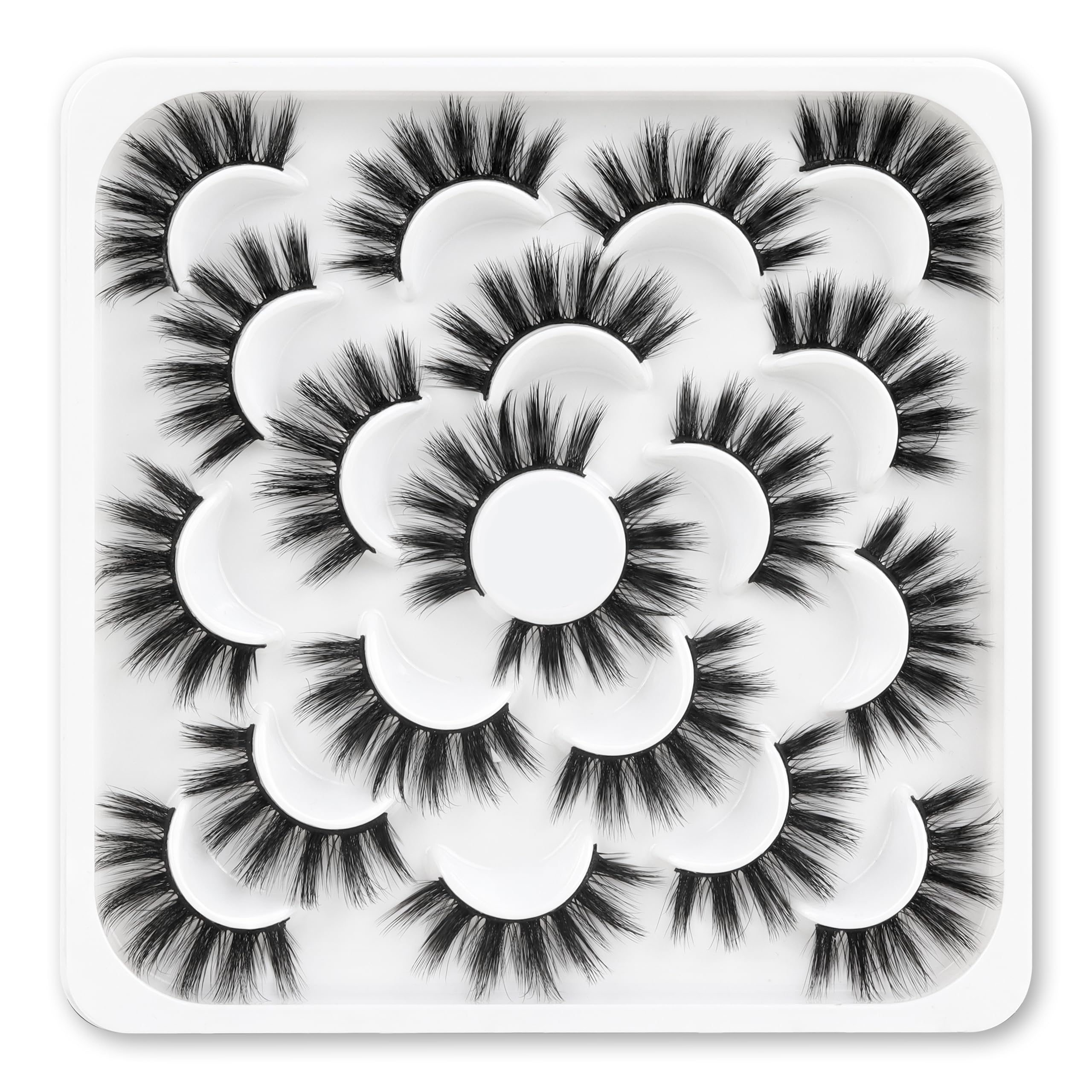 Veleasha Lashes natural fluffy look in a 10-pair pack for everyday beauty.