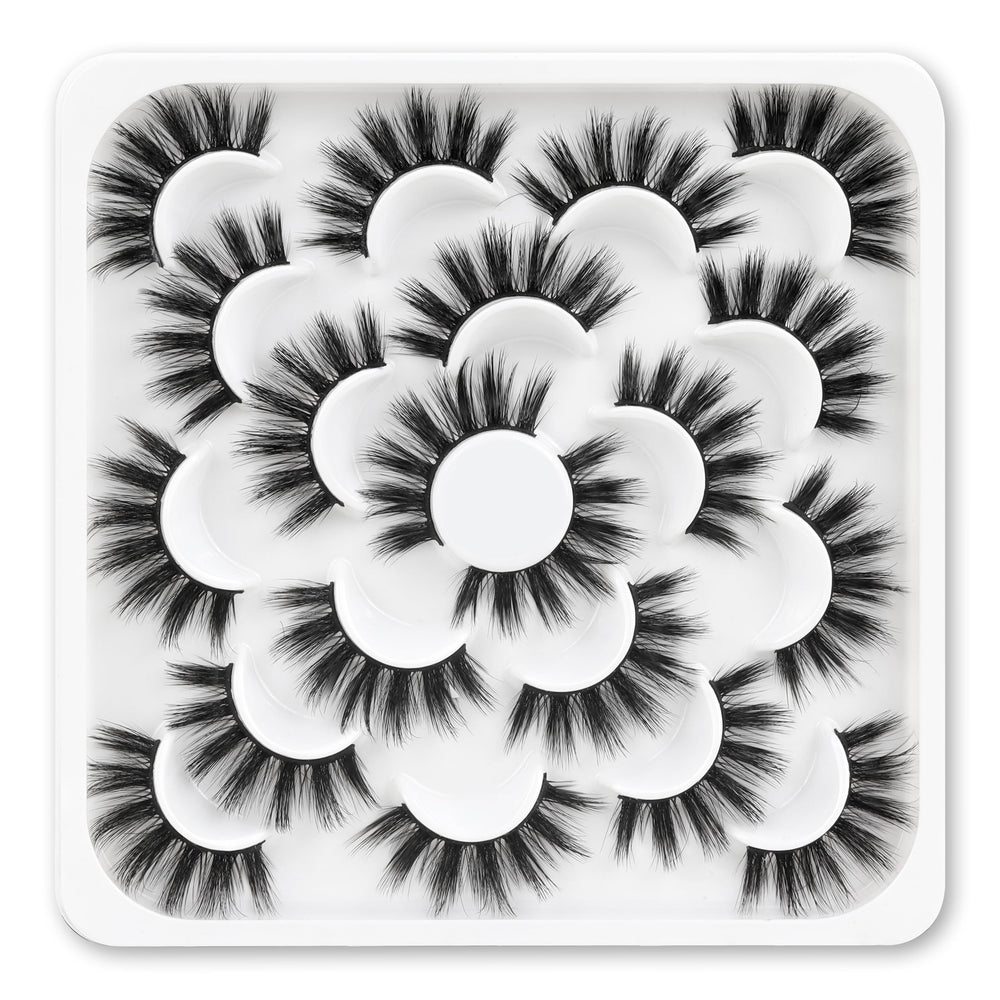 Veleasha Lashes natural fluffy look in a 10-pair pack for everyday beauty.