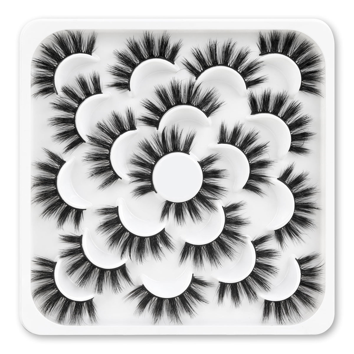 Veleasha Lashes natural fluffy look in a 10-pair pack for everyday beauty.