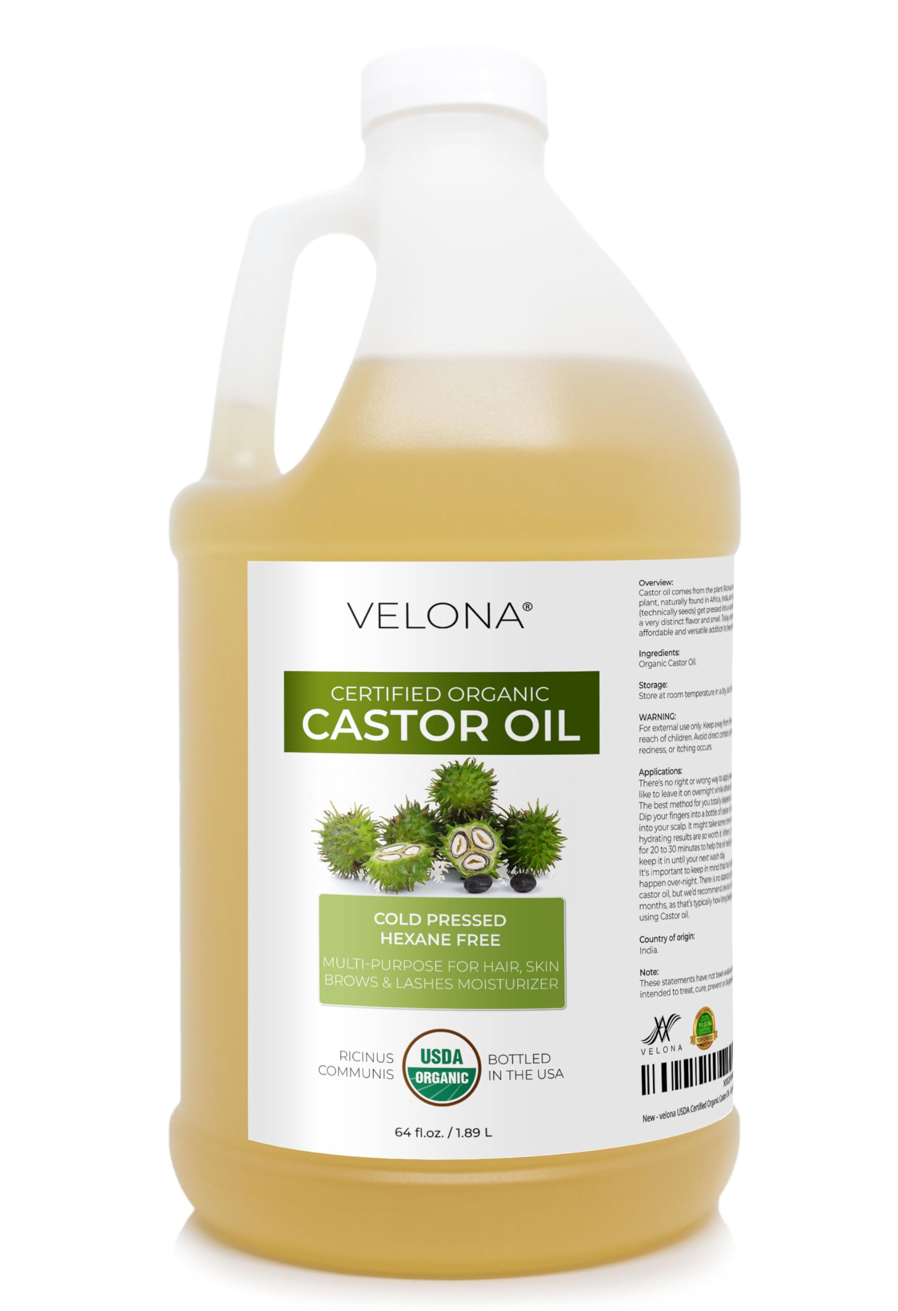 Velona Castor Oil bottle pour for smooth hair and skin