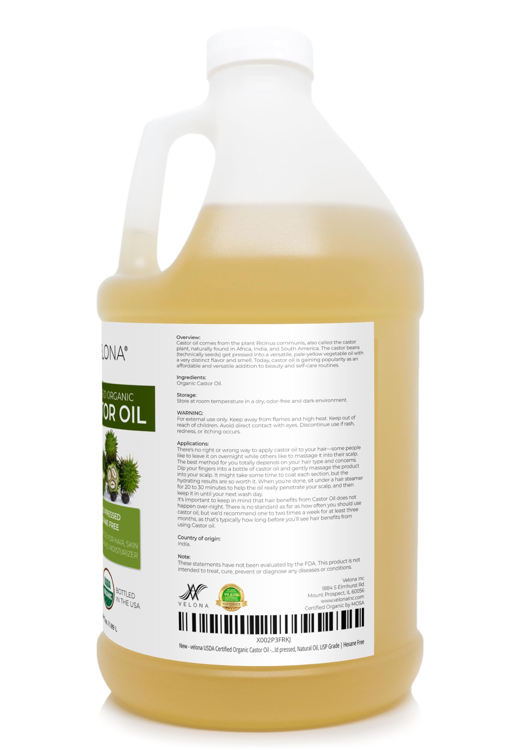 Velona Castor Oil on skin for soft, conditioned feel