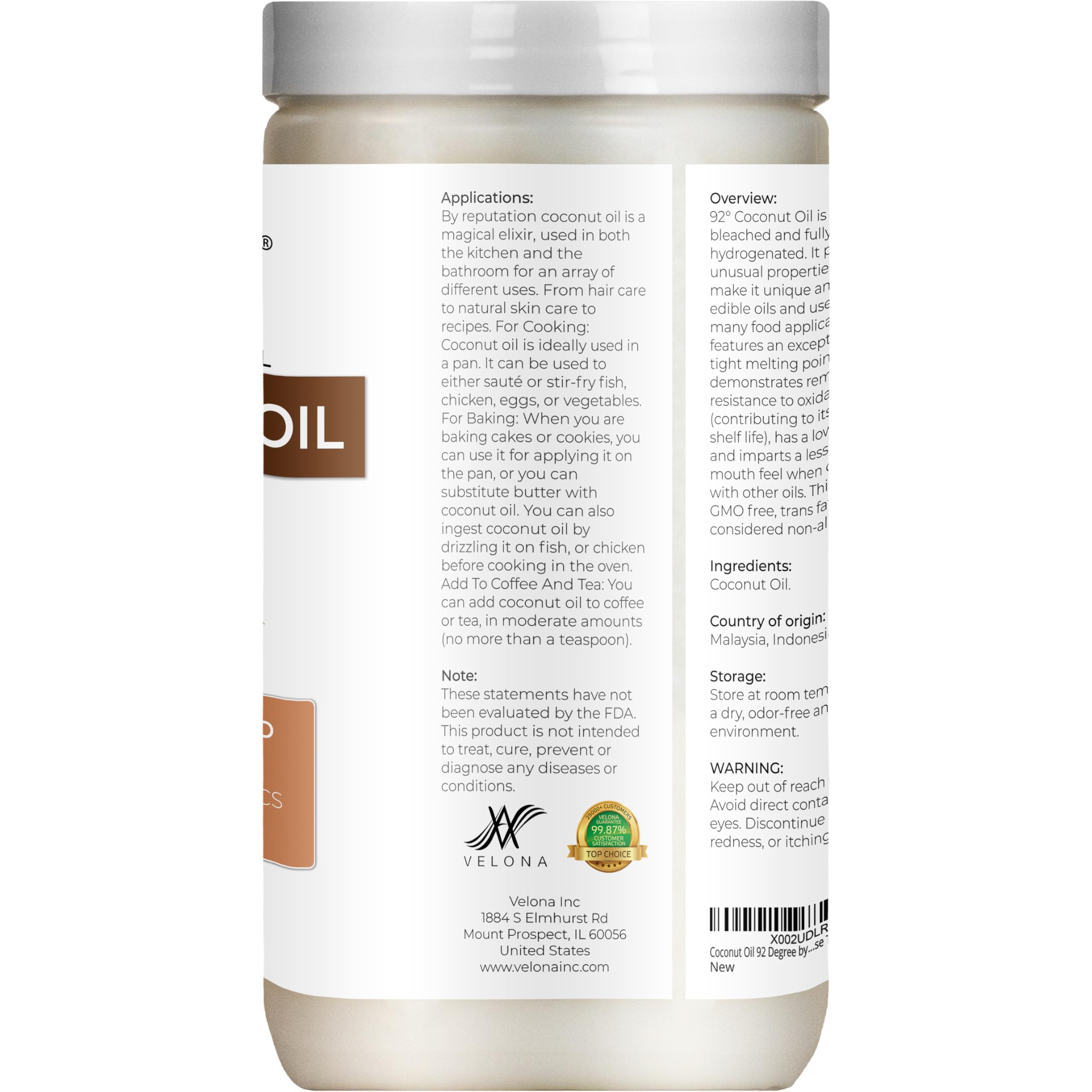 velona coconut oil applying to skin and hair shows non-greasy moisture benefits.