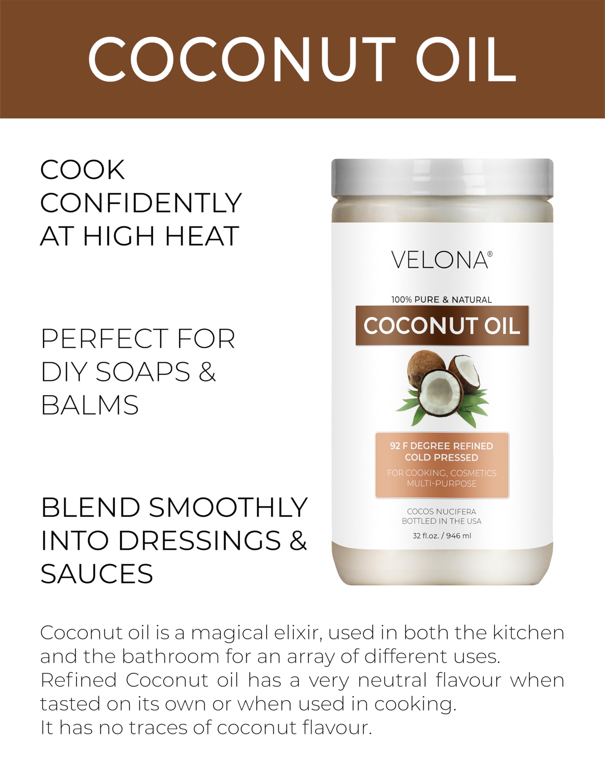 velona coconut oil solid texture close-up highlights consistency ideal for bold soap bases.