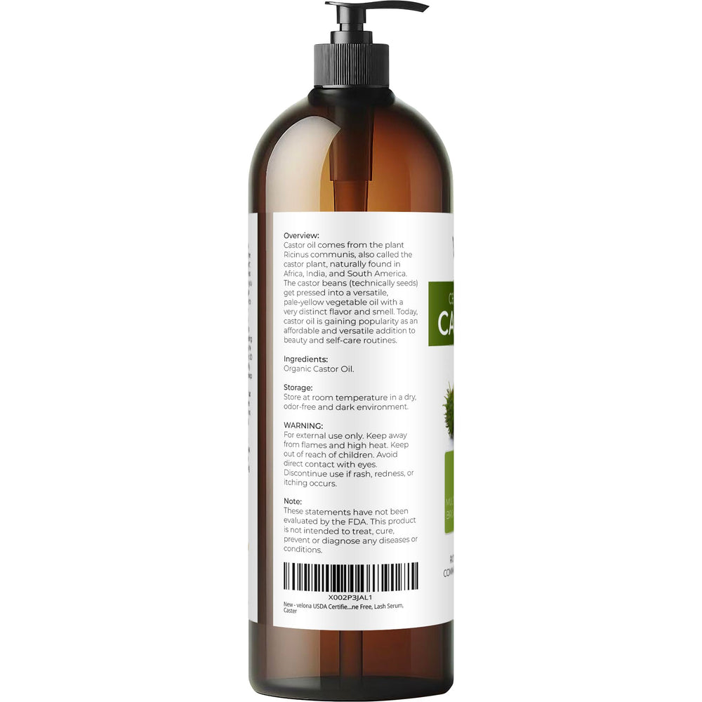 Cold-pressed Velona castor oil for scalp hydration and shine.
