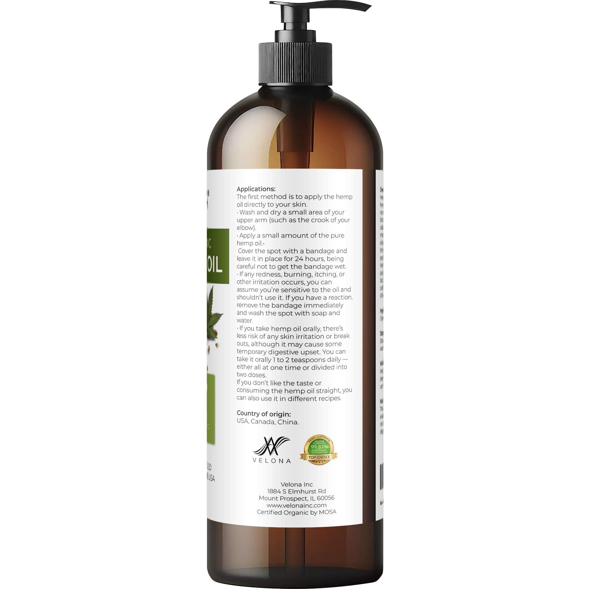 Velona hemp seed oil used in hair care for lightweight hydration