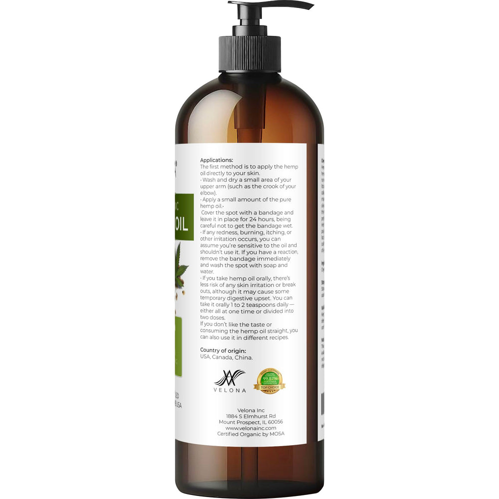 Velona hemp seed oil used in hair care for lightweight hydration