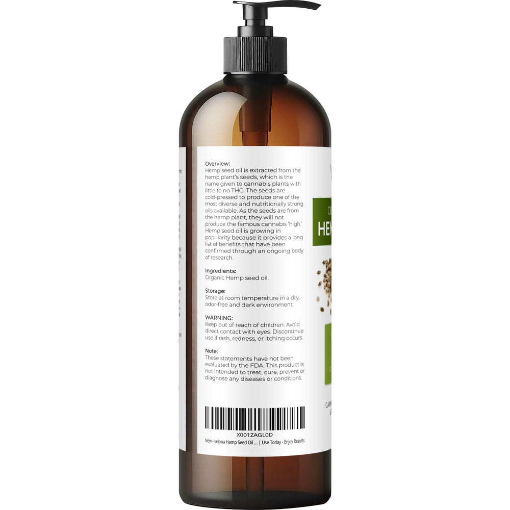 Pouring Velona hemp seed oil for easy application in daily routines