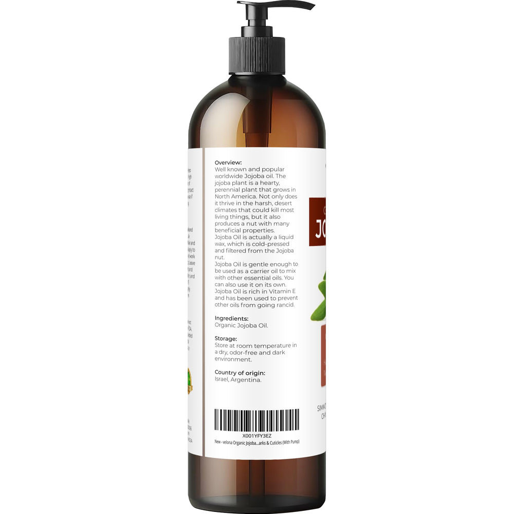 Velona Jojoba Oil pouring to showcase smooth golden texture for hair shine