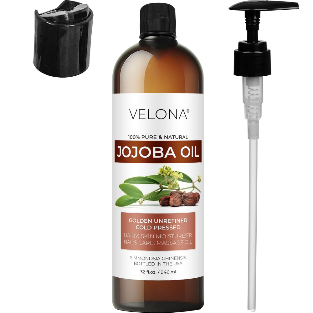 Velona Jojoba Oil made in USA label emphasizes quality and trust.