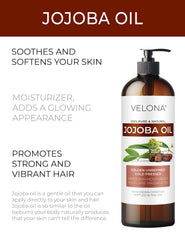 Velona Jojoba Oil pour close-up showing silky texture.