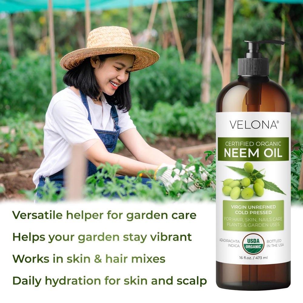 Velona Neem Oil garden spray preparation for plant care.