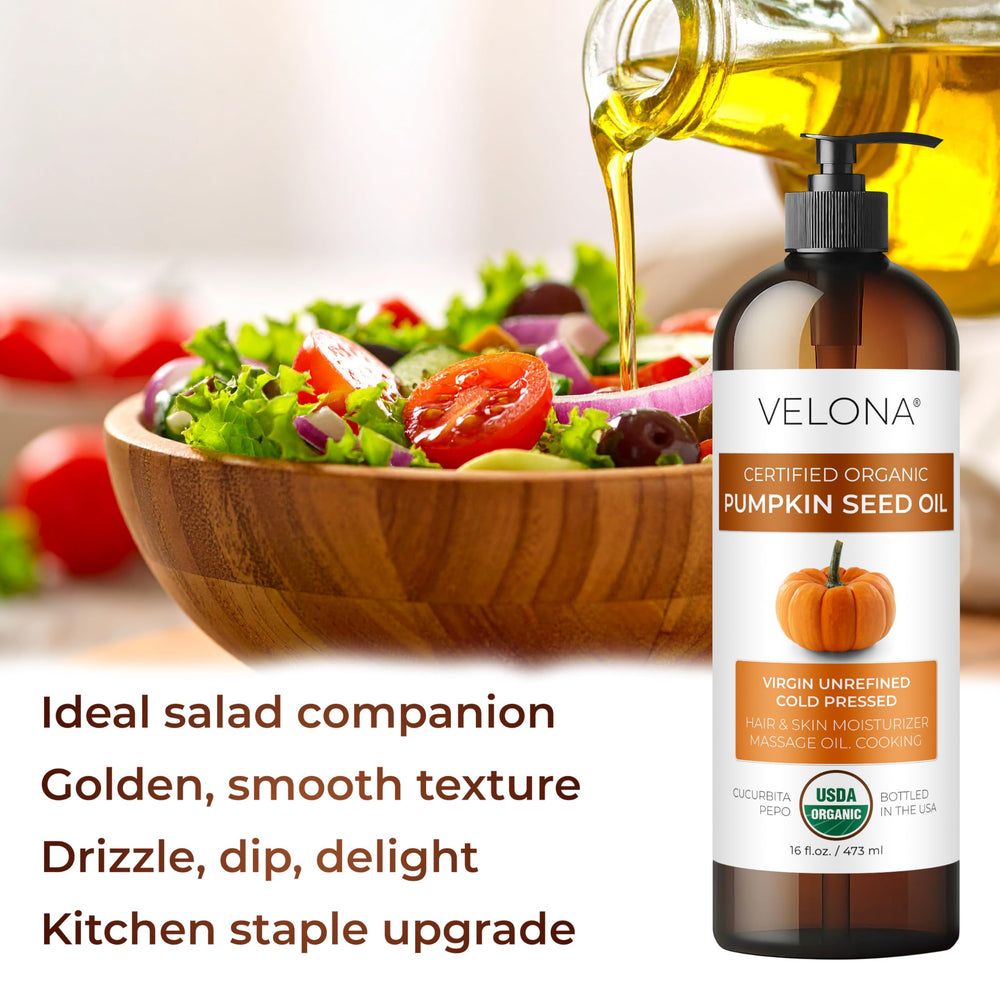 Velona Pumpkin Seed Oil skin application for smooth, moisturized skin.