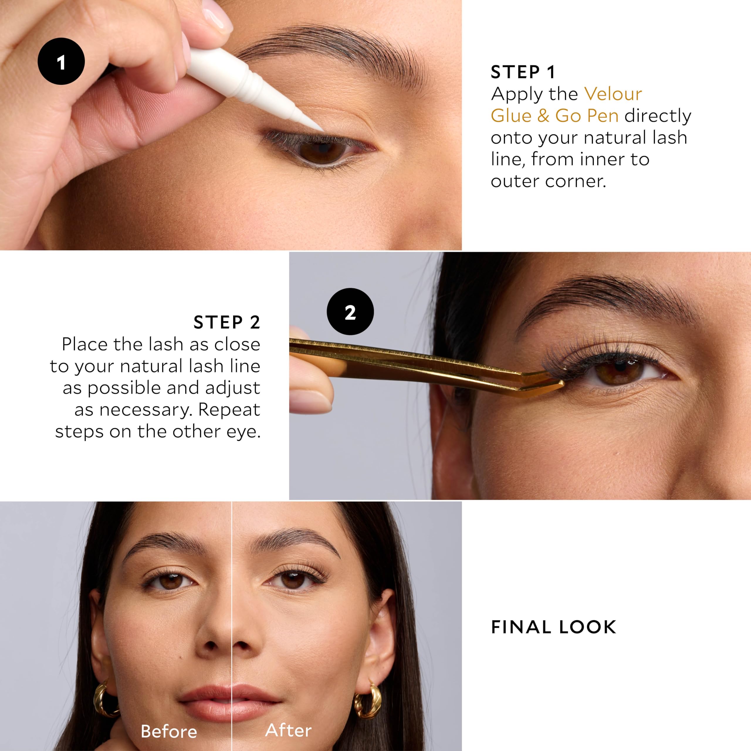 Velour Effortless Lash Kit closeup lashes showcase fluffy, lightweight fibers.