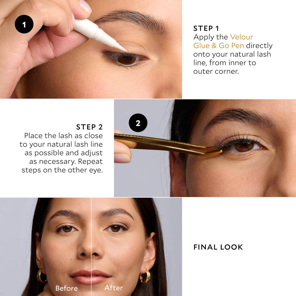Velour Effortless Lash Kit closeup lashes showcase fluffy, lightweight fibers.