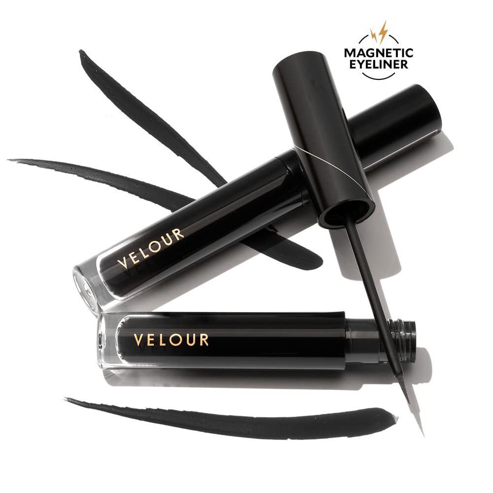 Velour Lash & Go lashes attached shows quick magnetic lash use with reliable hold.
