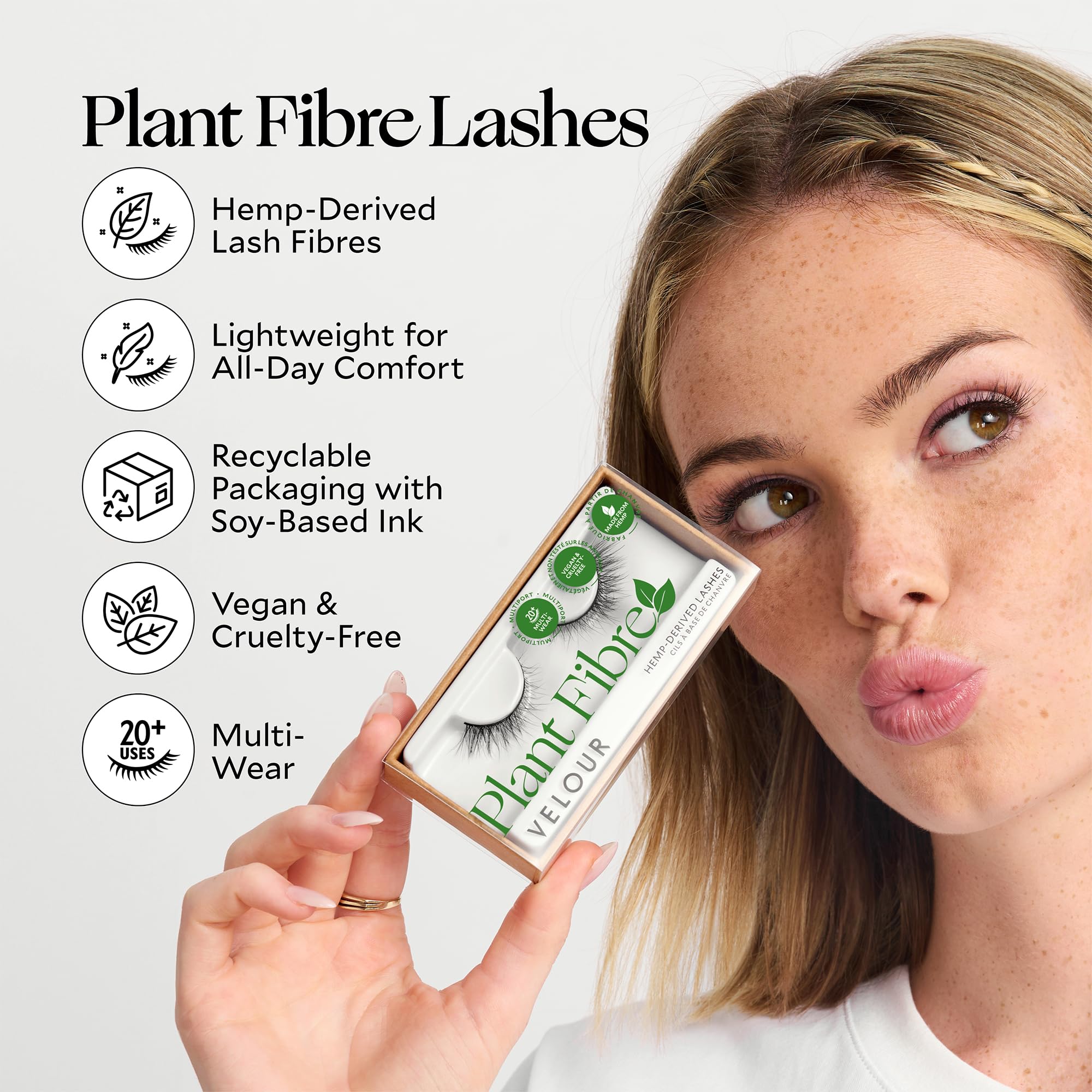 Velour Plant Fibre Lashes recyclable packaging supports sustainable beauty.