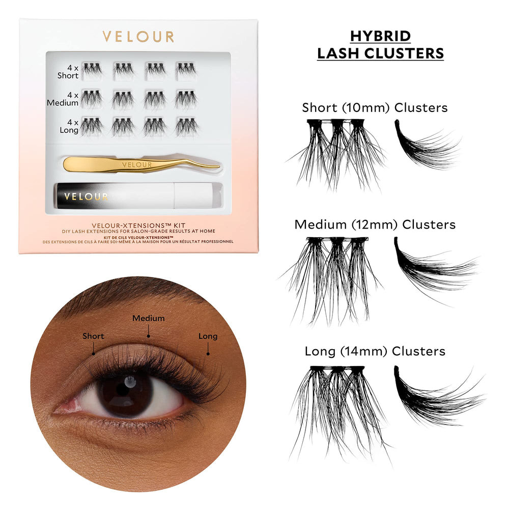 Velour-Xtensions lash applicator for precise cluster placement and clean application.