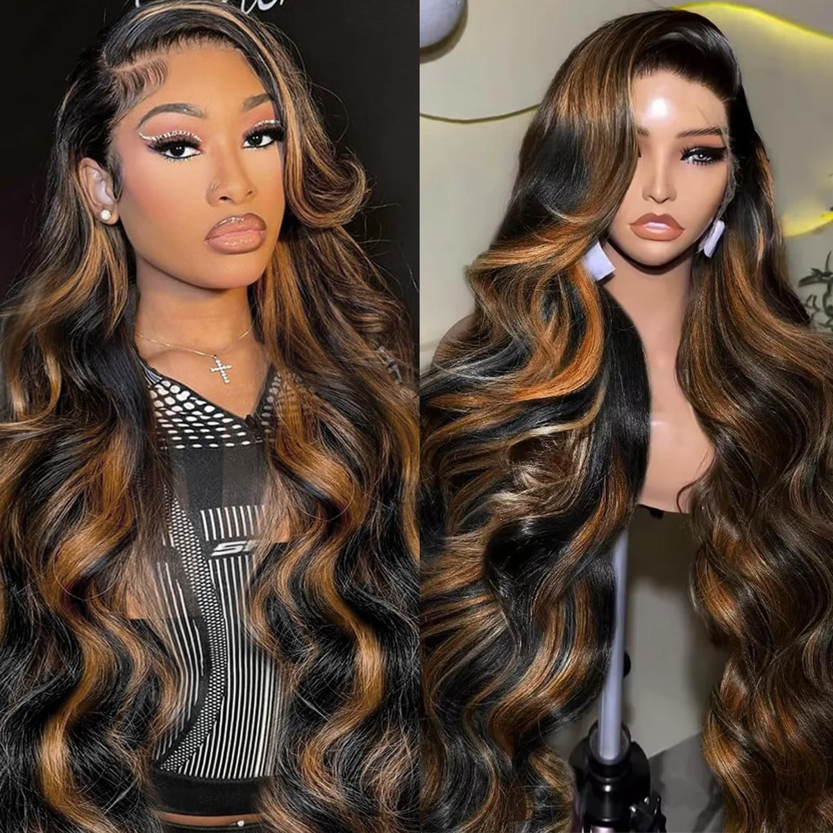 Vemalin Highlight Ombre Lace Front Wig with natural 13x4 parting.