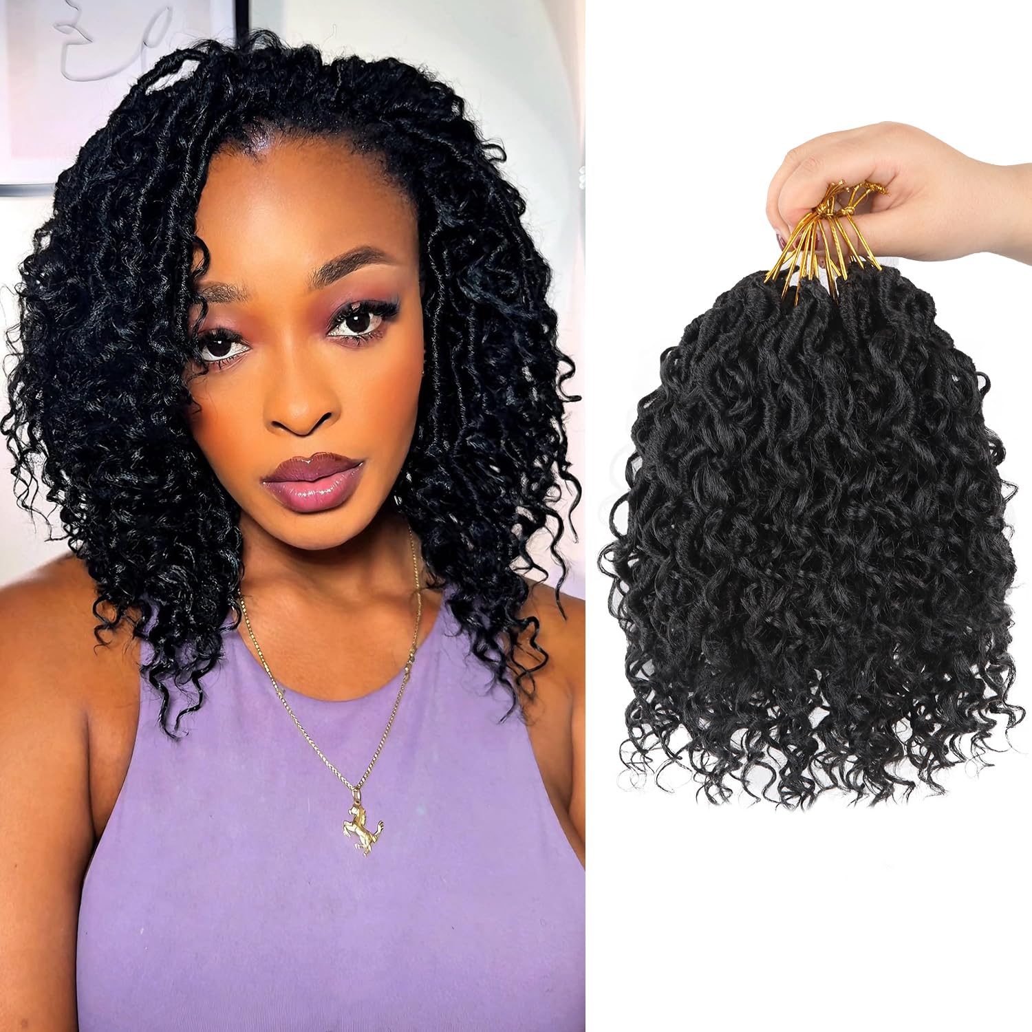 Vemet Goddess Locs 8 inch prelooped crochet hair for quick, secure installs