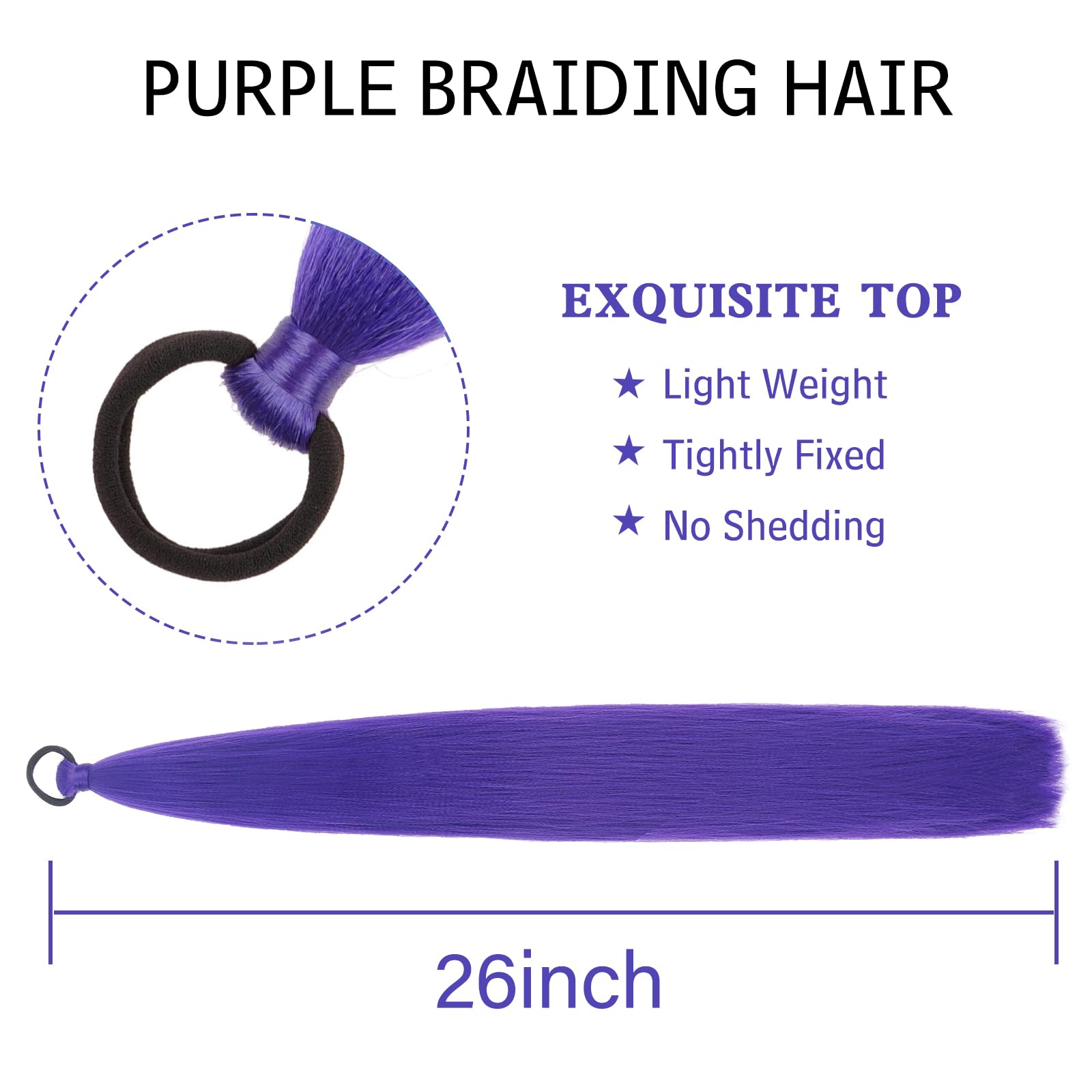 Vemet purple ponytail extension installed, easy attachment for beginners