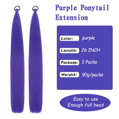 Vemet purple ponytail extension material close-up, soft and durable fibers